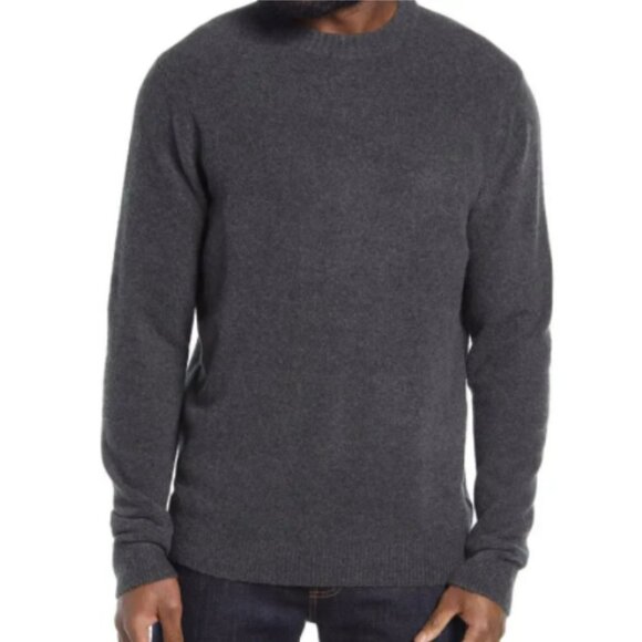 Nordstrom Men's Brushed Crewneck Sweater in Grey Dark Charcoal Heather NEW - Picture 1 of 6